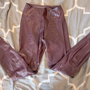 NWOT White House Black Market Faux Leather Runway Leggings in Maroon Size 6